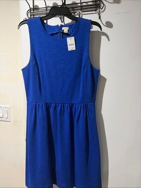 J. Crew Royal Blue Textured Fit-and-Flare Dress